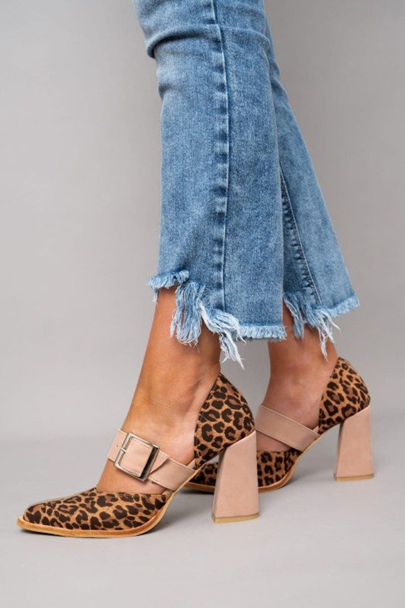 Selveta | Leopard Print Stable Heel Sandals