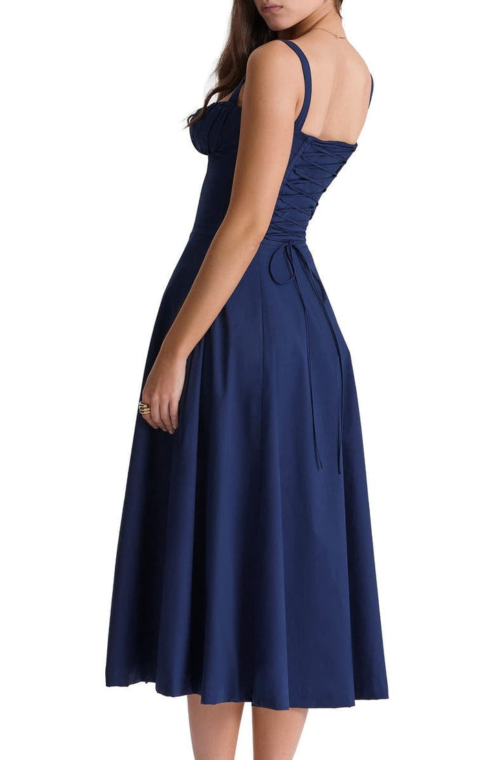 Oakley - Elegant French Style Belted Strap Dress