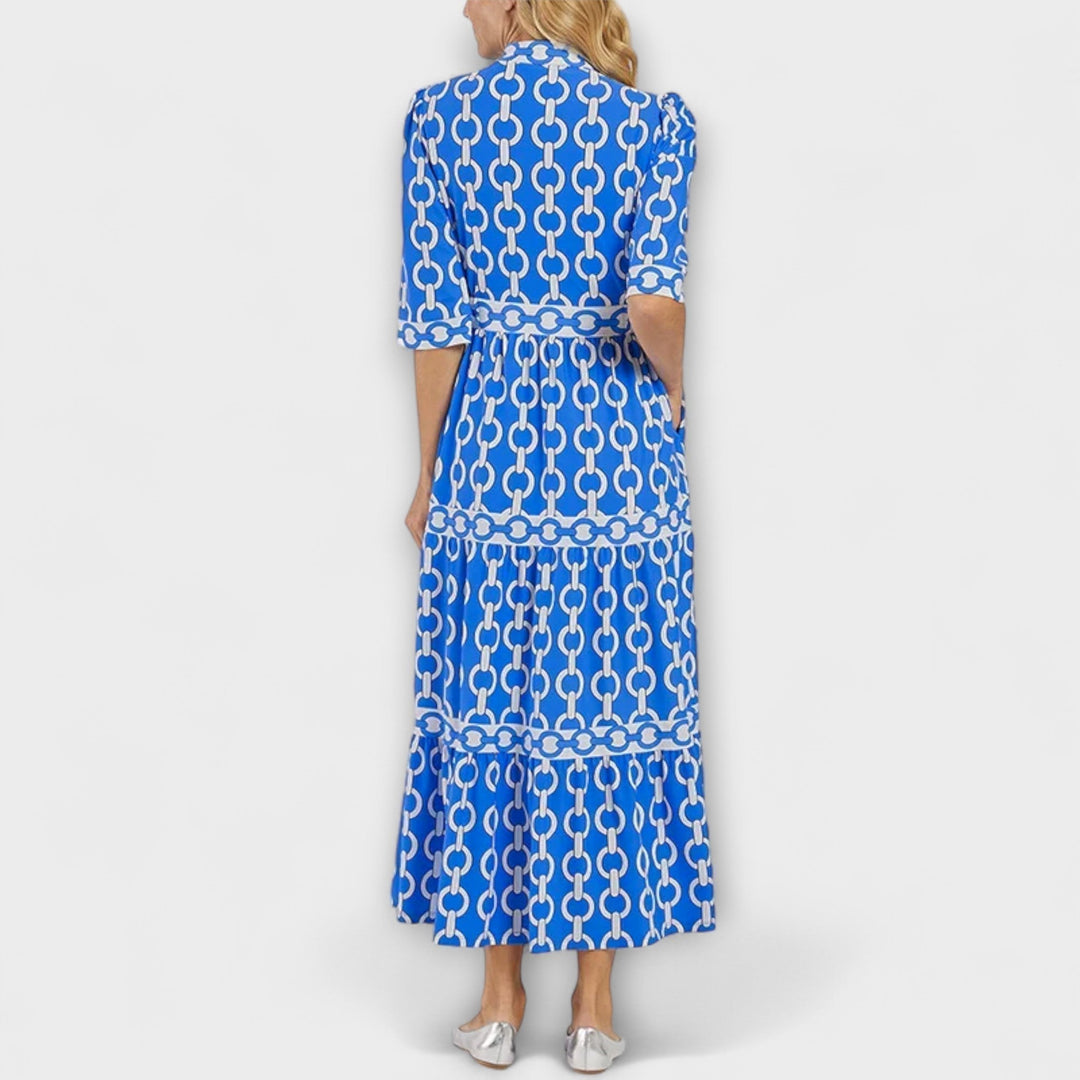 Maelis - Women's Printed Chain Pattern Long Dress
