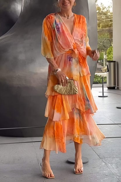Nysa - Spring Floral Tiered Chiffon Dress