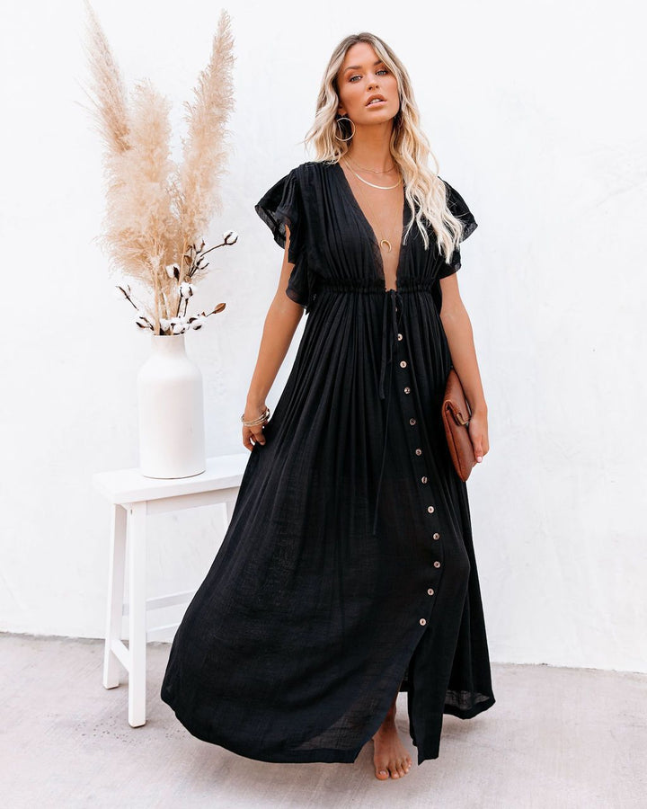Audra - Boho V-Neck Kimono Beach Cover-Up Dress
