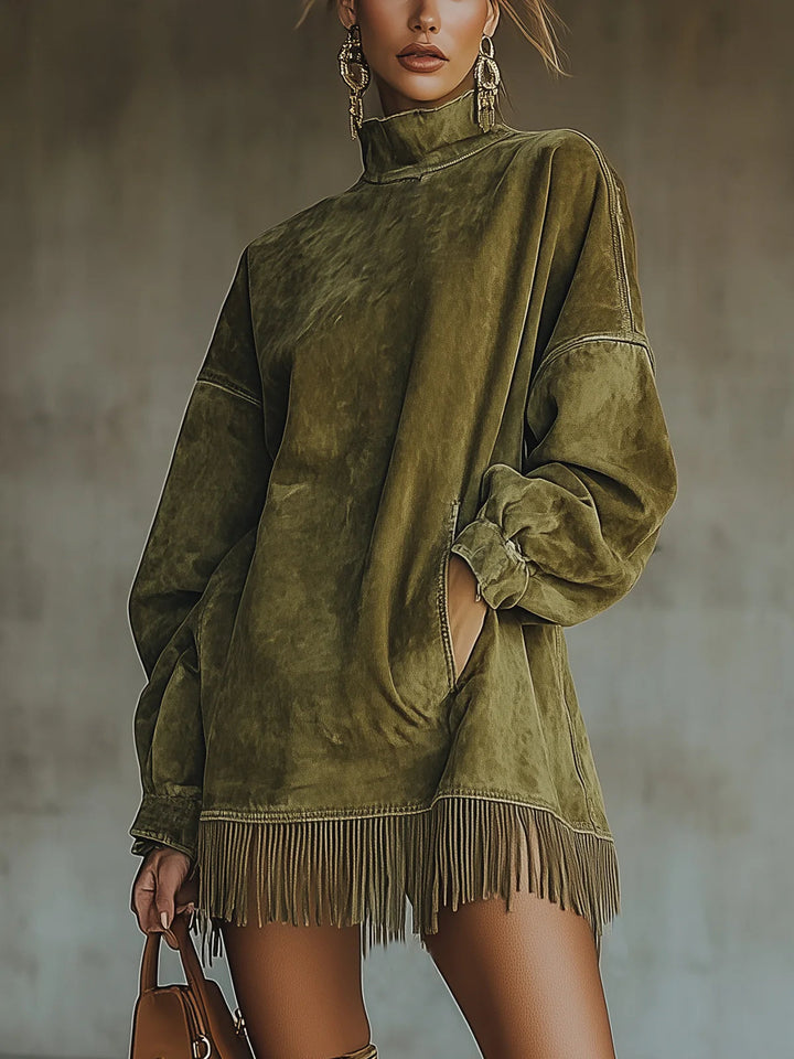 Darcie | Fringe Turtleneck Dress