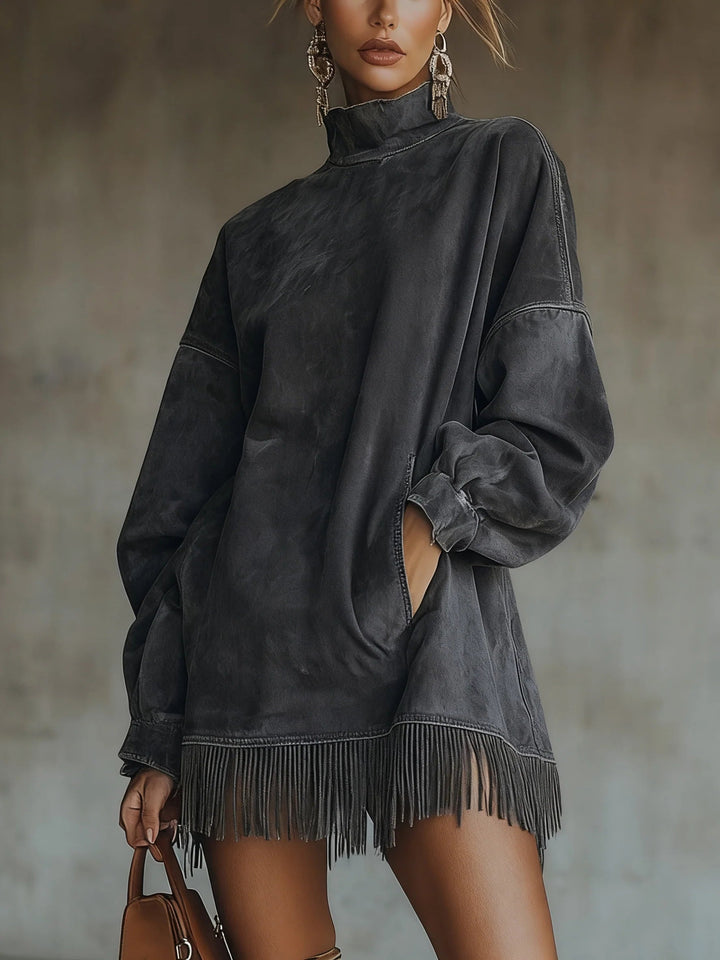 Darcie | Fringe Turtleneck Dress