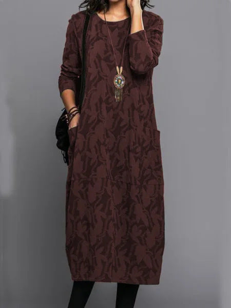 Women's Winter Dress | Midi Long Sleeve With Pockets