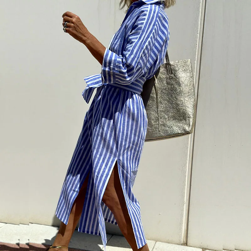 Nicole - Comfortable Striped Midi Dress