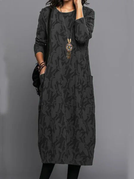 Women's Winter Dress | Midi Long Sleeve With Pockets