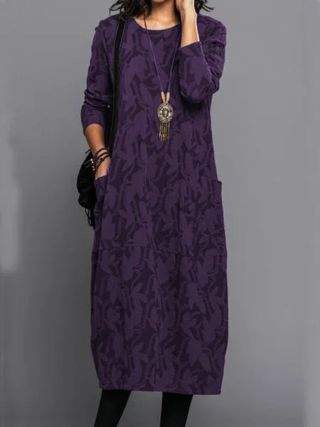 Women's Winter Dress | Midi Long Sleeve With Pockets