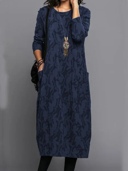 Women's Winter Dress | Midi Long Sleeve With Pockets