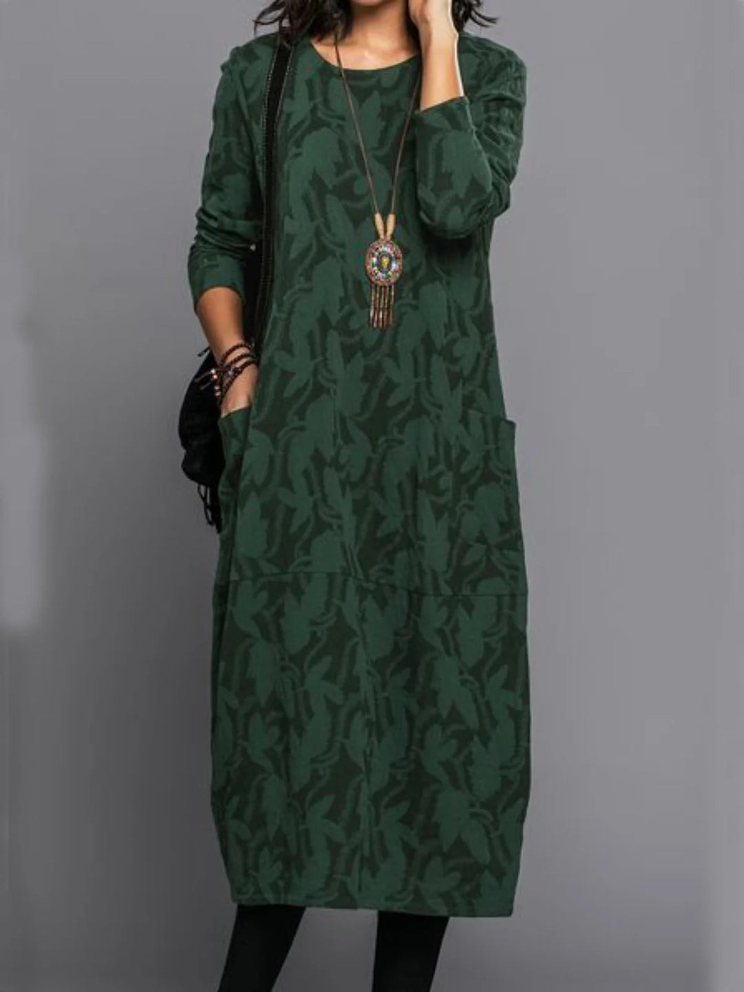 Women's Winter Dress | Midi Long Sleeve With Pockets