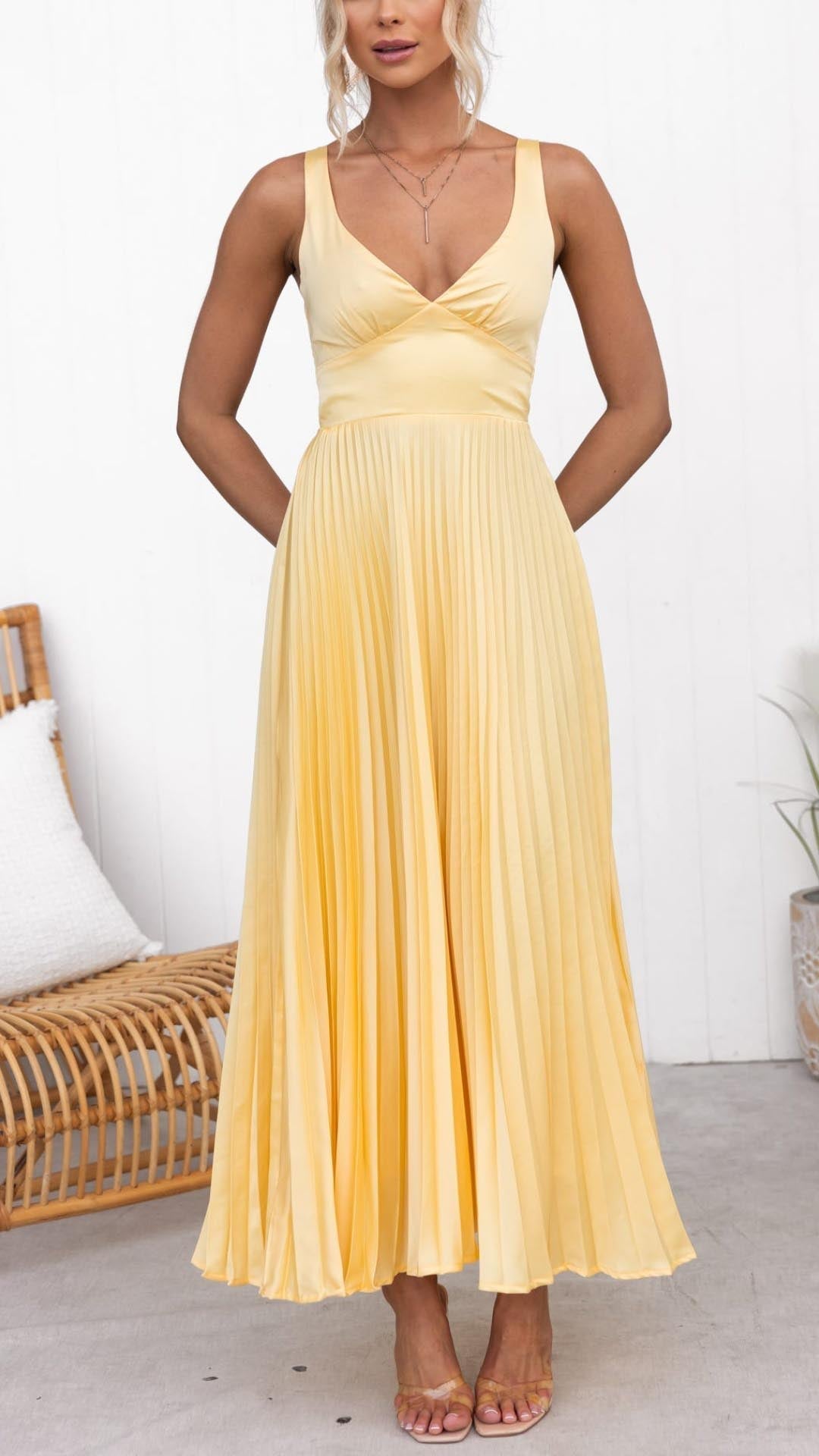 Naomi - Elegant Sling Cinched Waist Party Dress