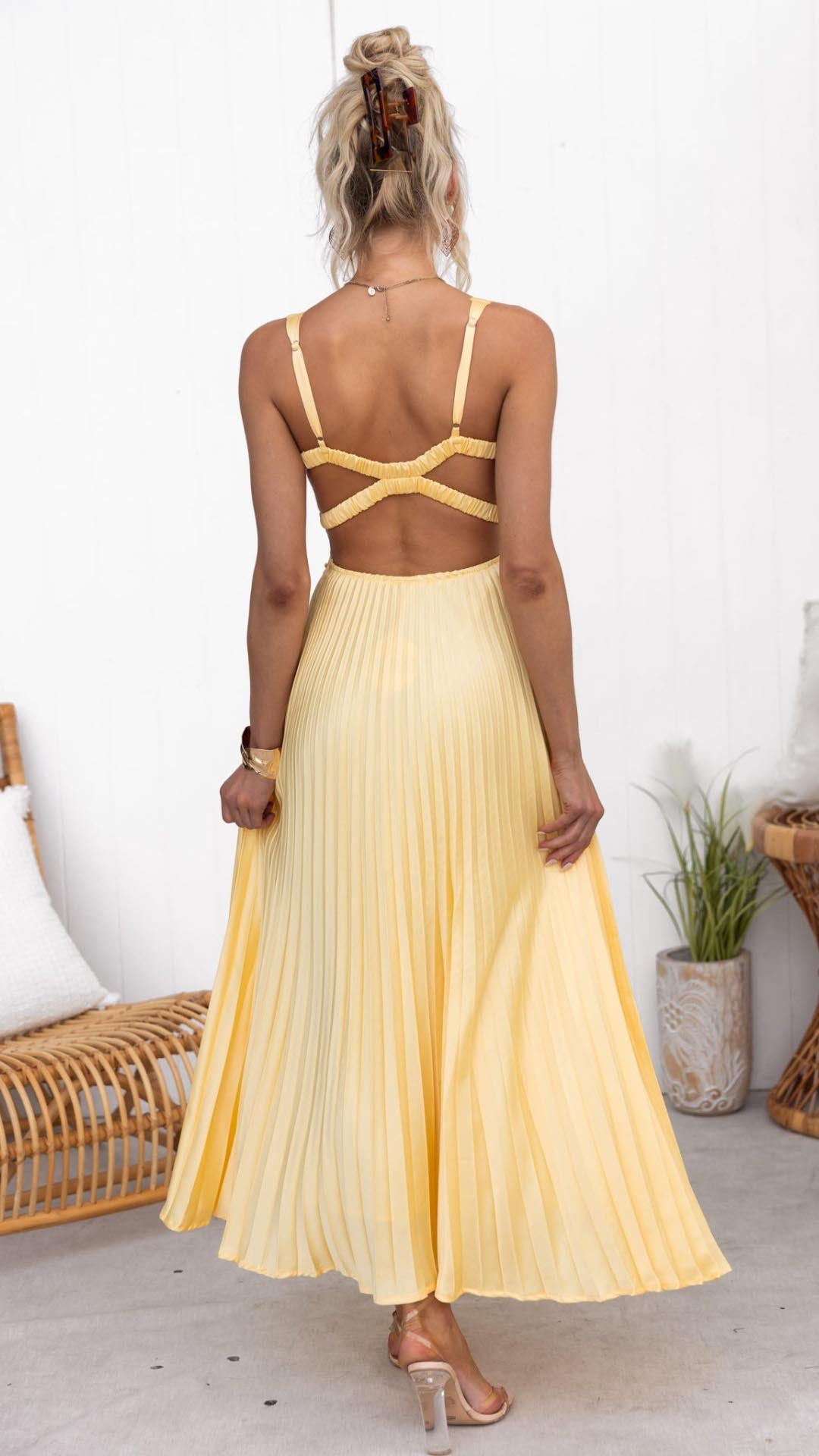 Naomi - Elegant Sling Cinched Waist Party Dress