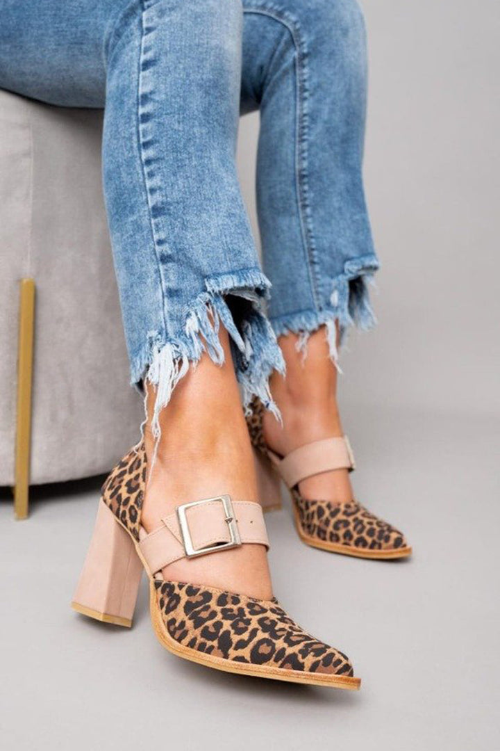 Selveta | Leopard Print Stable Heel Sandals