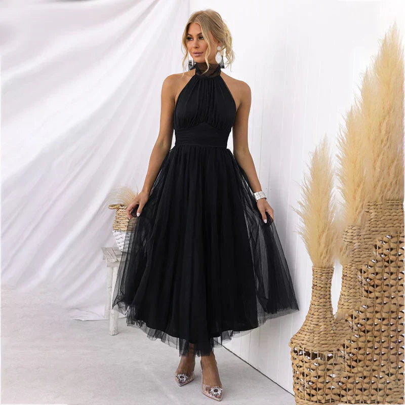 Pearlina - Sleek Mesh High Neck Dress